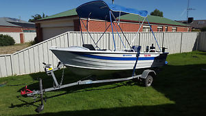 3.8m Savage Snipe MkII 1991, Trailer, 15hp Mercury Outboard motor, Bimini Cover
