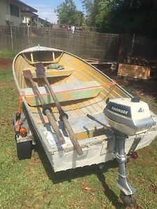 Tinny boat with trailer and motor