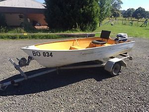Boat 3.4m Aluminium Tinnie - 9.5Hp Evinrude outboard and trailer. allregistered