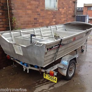 Aluminium Savage 4.10 Dinghy Runabout Hull on  Registered Galvanised Trailer