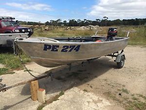 GREAT ALUMINIUM ,TINNY BOAT.RESTORED LESS THE 20 HRS ON MOTOR INC FISH FINDER