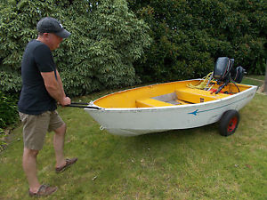 2.8m aluminium boat, built-in trailer wheels,9.9hp Evinrude outboard plus more
