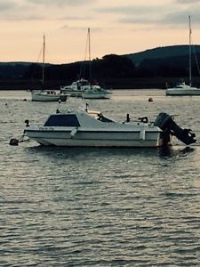13ft Dory Shetland Style Fishing Motor Boat 40hp Mariner Outboard on trailer