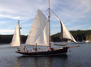 Classic Wooden Sailboat - 40' Gaff-Rigged Yawl