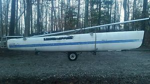 1983 Boston Whaler SuperCat 17 Sailboat Catamaran Galvanized Highlander Trailer image 1