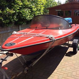 14ft Red Fletcher Speed Boat with 50HP Outboard & Trailer