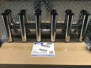 DELUXE SIDE MOUNT ROD HOLDER 6 WAY COMBING RACK 316 STAINLESS STEEL