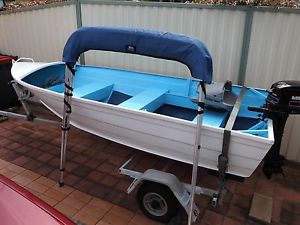 Aluminium tinny , trailer and 5hp outboard package