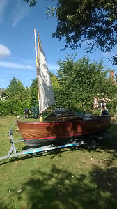 CLINKER BUILT WOODEN  BOAT WITH TRAILER .FISHING BOAT.SAILING BOAT,