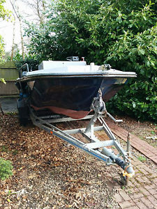 17 foot (5.3m) heavy duty dory workboat, trailer and engines