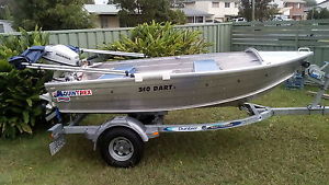 boat/tinny/quintrex 310 dartl+honda outboard,dunbier trailer,gear