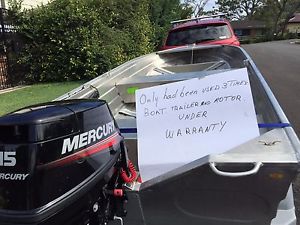 Quintrex 350 Explorer with Mercury 15 HP and Trailer (Nearly New - 6 Months Old)