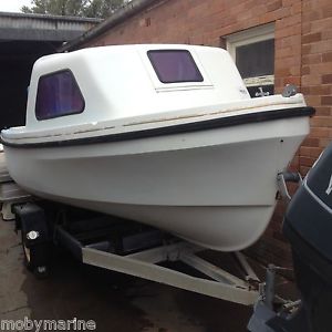 Deltacraft Angler 4.9m Half Cabin Fibreglass Launch Hull Project, Rusty Trailer