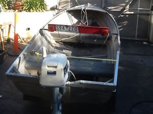 Tinny.  Folding Trailer, 6 HP Evenrude, Both Registered