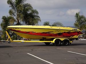 1990 BAJA MARINE 22' FOOT POWER SPEED BOAT 5.7L MERCRUISER 350 YELLOW MIAMI VICE