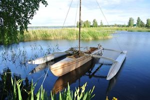 Strip Plank wooden Sailing Trimaran