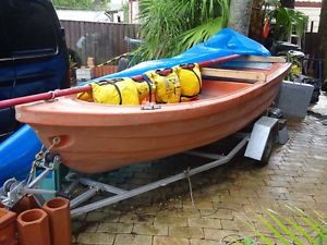 3.6 m  BOAT& TRAILER,  FIBERGLASS DINGY , FOR FISHING or FUN ,  HOBBY