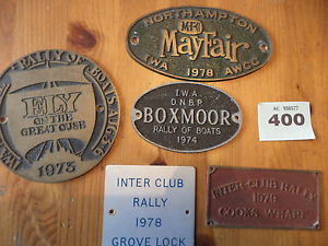 Vintage boating rally plaque collection Ouse Boxmoor Northampton Cooks wharf