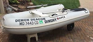 Apex 9-ft 2010 RIB Inflatable Dinghy with oars, removable flip-up wheels, cover