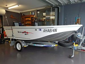 Aluminium boat, trailer and motor. Angla Pro 394