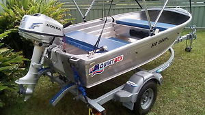 boat/tinny/quintrex 310 dartl+honda outboard,dunbier trailer,gear