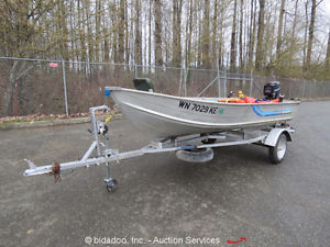 Sea Nymph 12' Aluminum Fishing Jon Boat 9.8 Mercury Gas Engine Trailer Life Vest