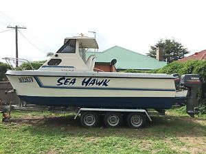 6.2M Kevlacat,Twin 90hp Yamaha Outboards,Tri Axle Trailer -Solid safeTidy Unit ,