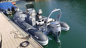 2016 HIGHFIELD 4.6M 460 DV RIB BOAT WITH HONDA 60HP ENGINE, AND GALAXY TRAILER.