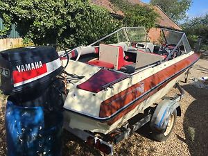 Sims super speedboat with yamaha 70hp outboard fast boat sea, river, fishing,
