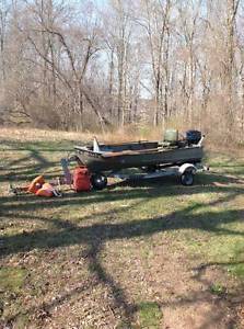 12 FOOT ALUMINUM BOAT, MOTOR & TRAILER