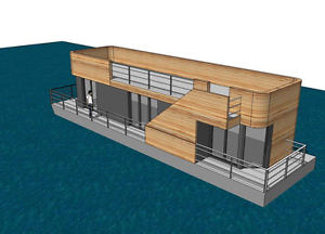 Marina Boat, Floating Home Office Gym, Catamaran, Fibreglass Hull, Houseboat