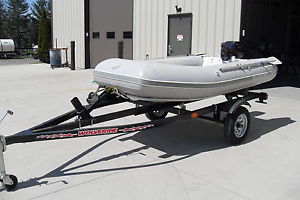 Quicksilver Rhino II Inflatable Boat Dinghy Raft WITH Evinrude 9.9 WITH Trailer