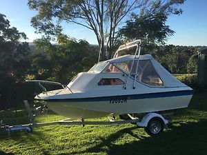 14 FOOT HALF CABIN NEW MOTOR & TRAILER $1 NO RESERVE!!!!!!!!!!!!!!!!!!!