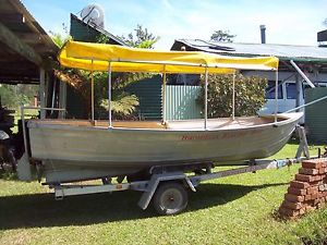 tinny alloy aluminium electric inboard 4.3m boat alloy trailer