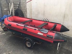 3.8 metre Tohatsu Europa Sport 380 red inflatable SIB with trailer