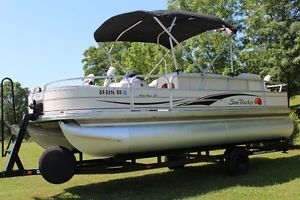 2009 SUNTRACKER FISHIN BARGE 21 PONTOON BOAT W/4 STROKE, TRAILER , COVER!!!!!!!