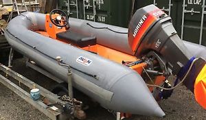 4 M Avon Searider rib With  55 HP Mariner and road trailer