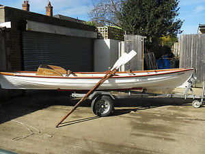 17 Ft MINI GIG,ROWING BOAT, FULLY GAlVANISED ROAD TRAILER