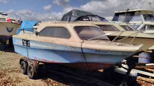 PROJECT BOAT SHETLAND 16FT 6 INCH 2 BERTH RIVER CRUISER  MERCURY 25 BHP OUTBOARD