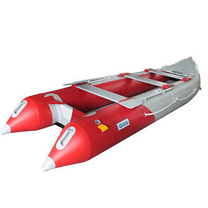 Inflatable 4.3m KA-boat with 4 hp engine, electric pump, wheels and bimini ++