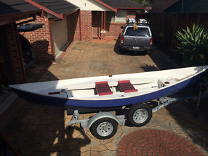 15ft wooden dory - sail or electric motor, solar power - with good trailer