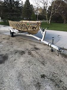 Camo 14' Aluminum Fishing Hunting Boat with trailer