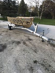 Camo 14' Aluminum Fishing Hunting Boat with trailer