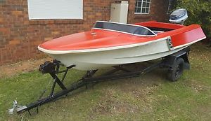 Fiberglass Boat - 14ft Savage Javelin with Trailer & Outboard Motor - Not Tinny