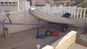Quicksilver 380 rib/sib with Mariner 25hp and road trailer, ready to launch